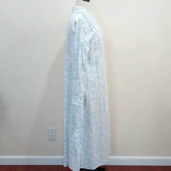 Lanz Of Salzburg Blue And White Blue Nordic Tyrolean Peter Pan Nightgown - S - Picture 3 of 8